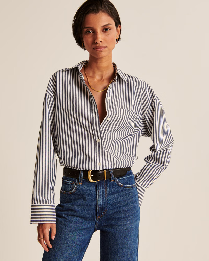 Oversized Poplin Button-Up Shirt | Abercrombie & Fitch (US)