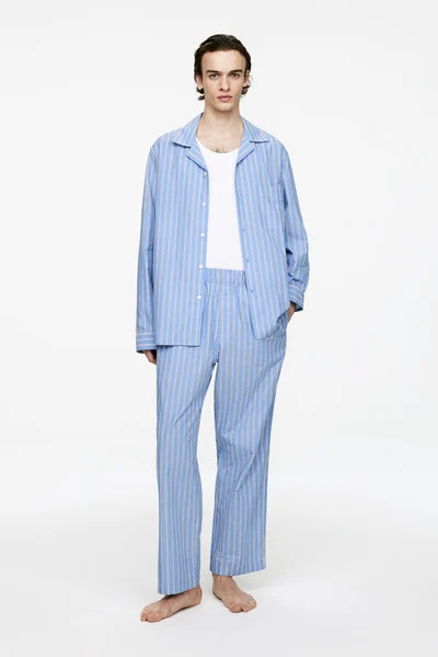 Pyjamahose aus Popeline – Blau/Streifen – Herren – ARKET DE | Arket EU