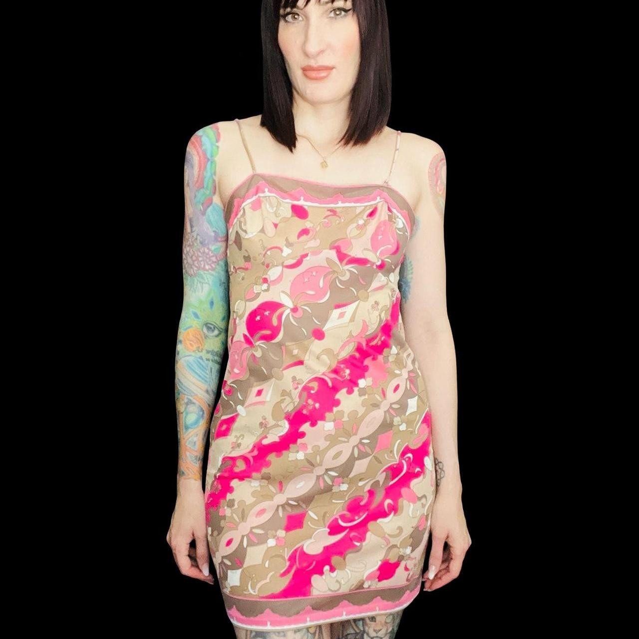 Emilio Pucci Women's Slip Dress - Multi/Pink | Depop US