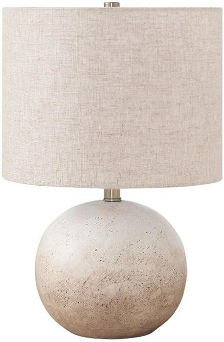 Pemberly Row 20" Concrete Stone Table Lamp with Drum Shade in Beige | Amazon (US)