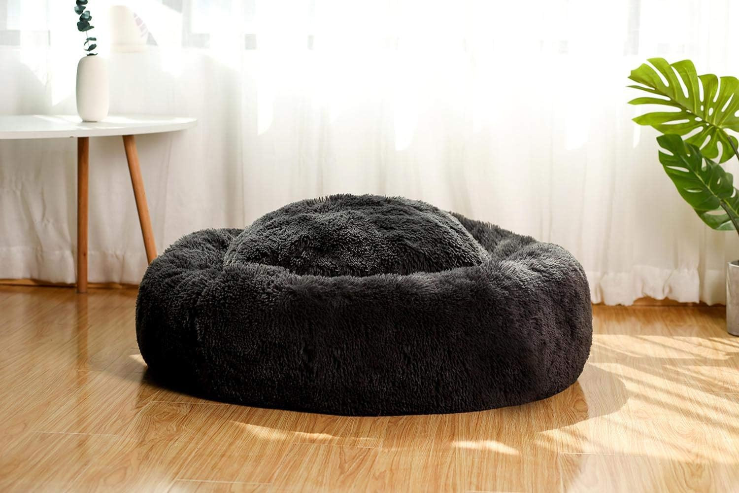 JMHUND Shag Vegan Fur Donut Comfortable Dog Bed for Medium Dogs, Large Calming Cuddler Ultra Soft... | Amazon (US)