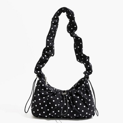 Alilang Women's Polka Dot Cloud Shoulder Bag Ruched Drawstring Underarm Purse Sweet Ruffled Hobo Handbag - Pink | Target