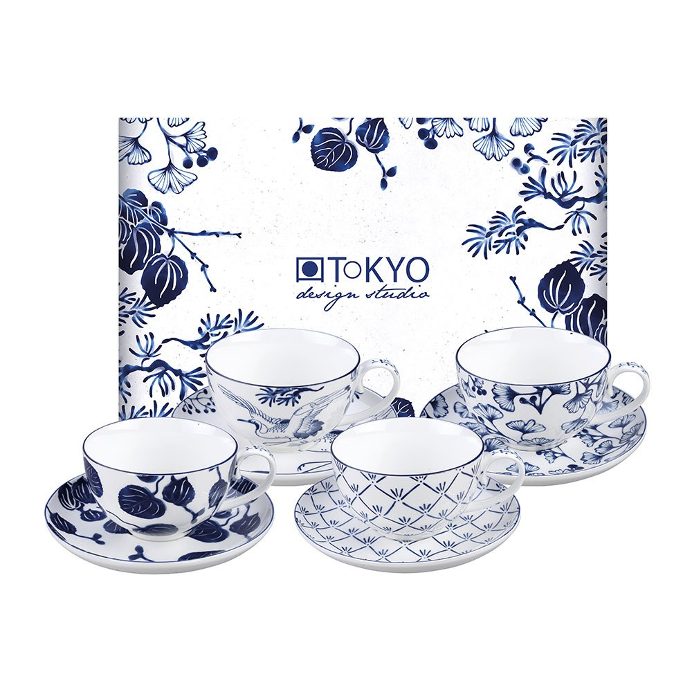 Flora Japonica Cup and Saucer Set - Set of 4 | Amara (UK)