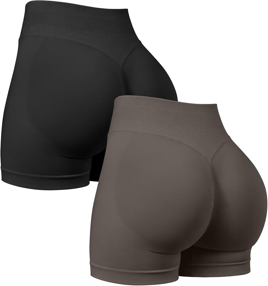 OQQ Women 2 Piece Workout Shorts Butt Lifting High Waist Yoga Athletic Gym Seamless Shorts | Amazon (US)