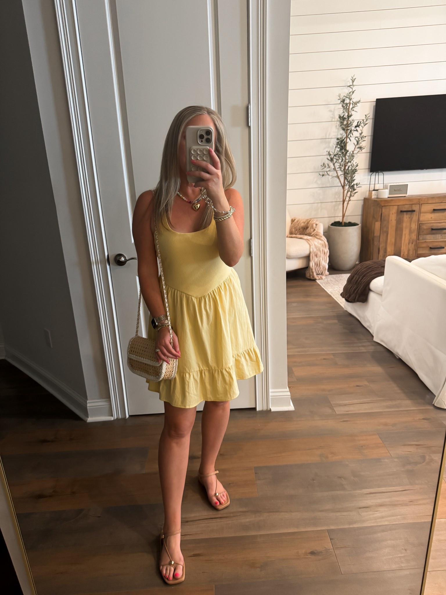 Walmart fashion Walmart finds butter yellow mixed media dress under $13. Comfy stretchy & food baby friendly size medium