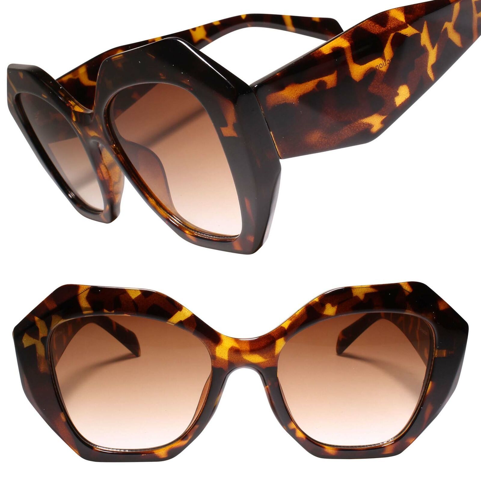 Sophisticated Oversized Geometric Sunglasses Exotic Big Frame Tortoise Shades  | eBay | eBay US
