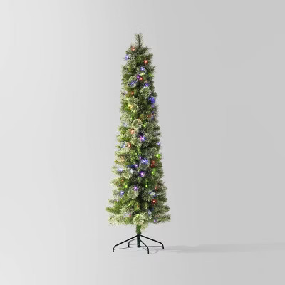 6.5' Pre-lit Slim Virginia Pine Artificial Christmas Tree Dual Color LED Lights - Wondershop™ | Target