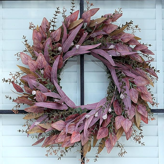 26'' Eucalyptus Wreath for Front Door - Autumn Large Artificial Eucalyptus Outdoor Wreath Fall De... | Amazon (US)