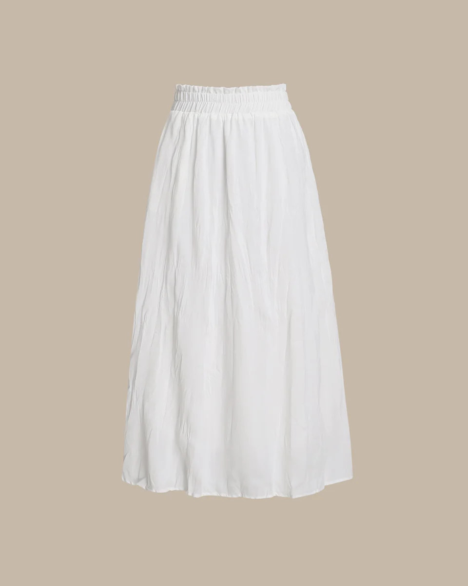 White Elastic Straight Waist Skirt | rihoas.com