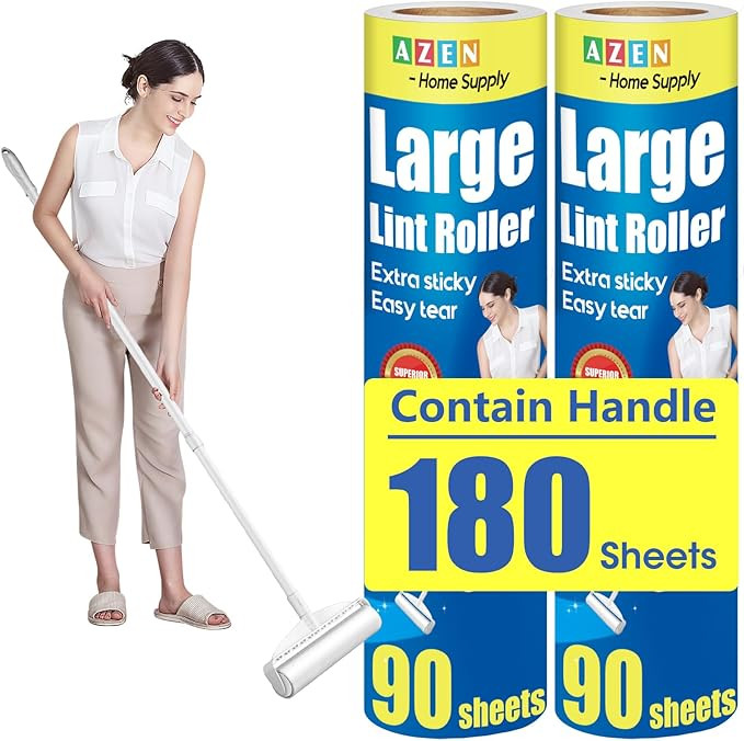 AZEN Large Lint Rollers for Pet Hair Extra Sticky, 9.45 in Sticky Rollers for Floor Carpet, 180 S... | Amazon (US)