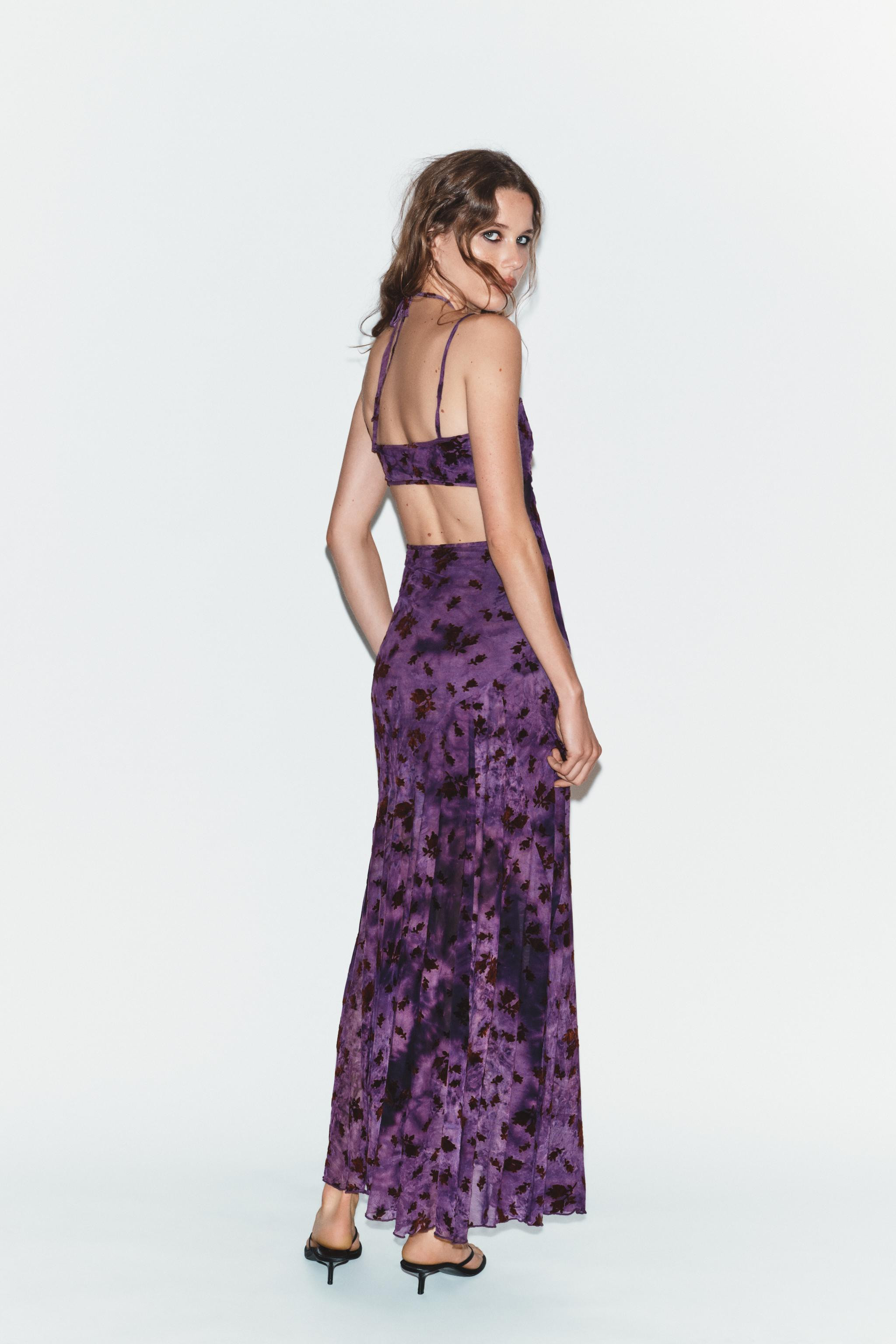 LONG FLOCKED TULLE DRESS | Zara UK