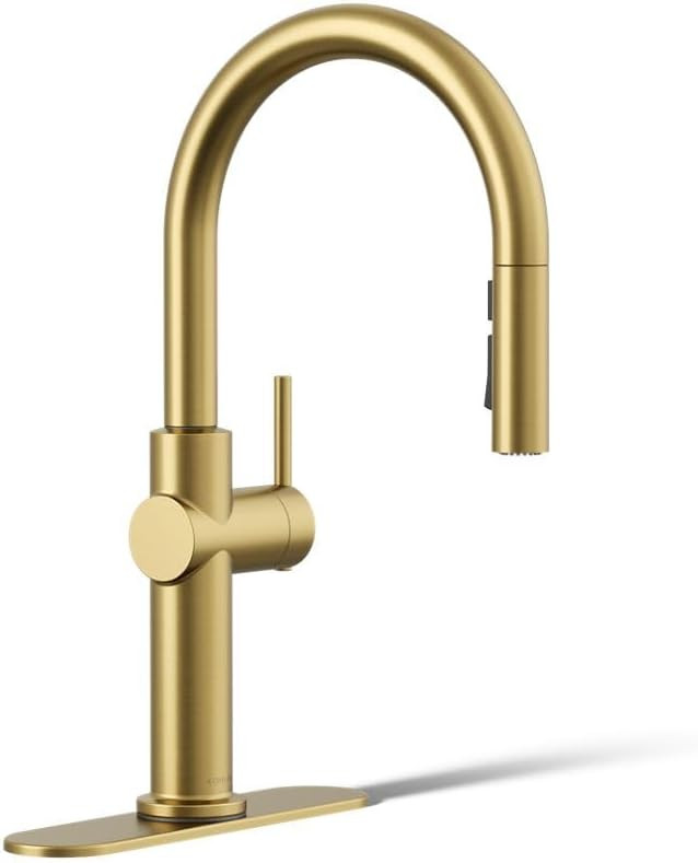 KOHLER 22972-2MB Crue Pull Down Kitchen Faucet, Pull-Down Sprayer, Vibrant Brushed Moderne Brass | Amazon (US)