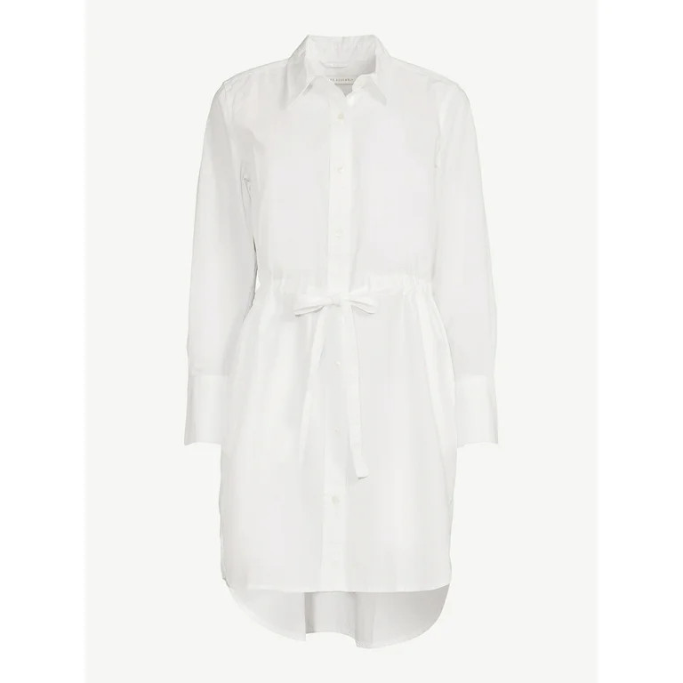Free Assembly Women's Cinched Waist Mini Shirt Dress with Long Sleeves | Walmart (US)