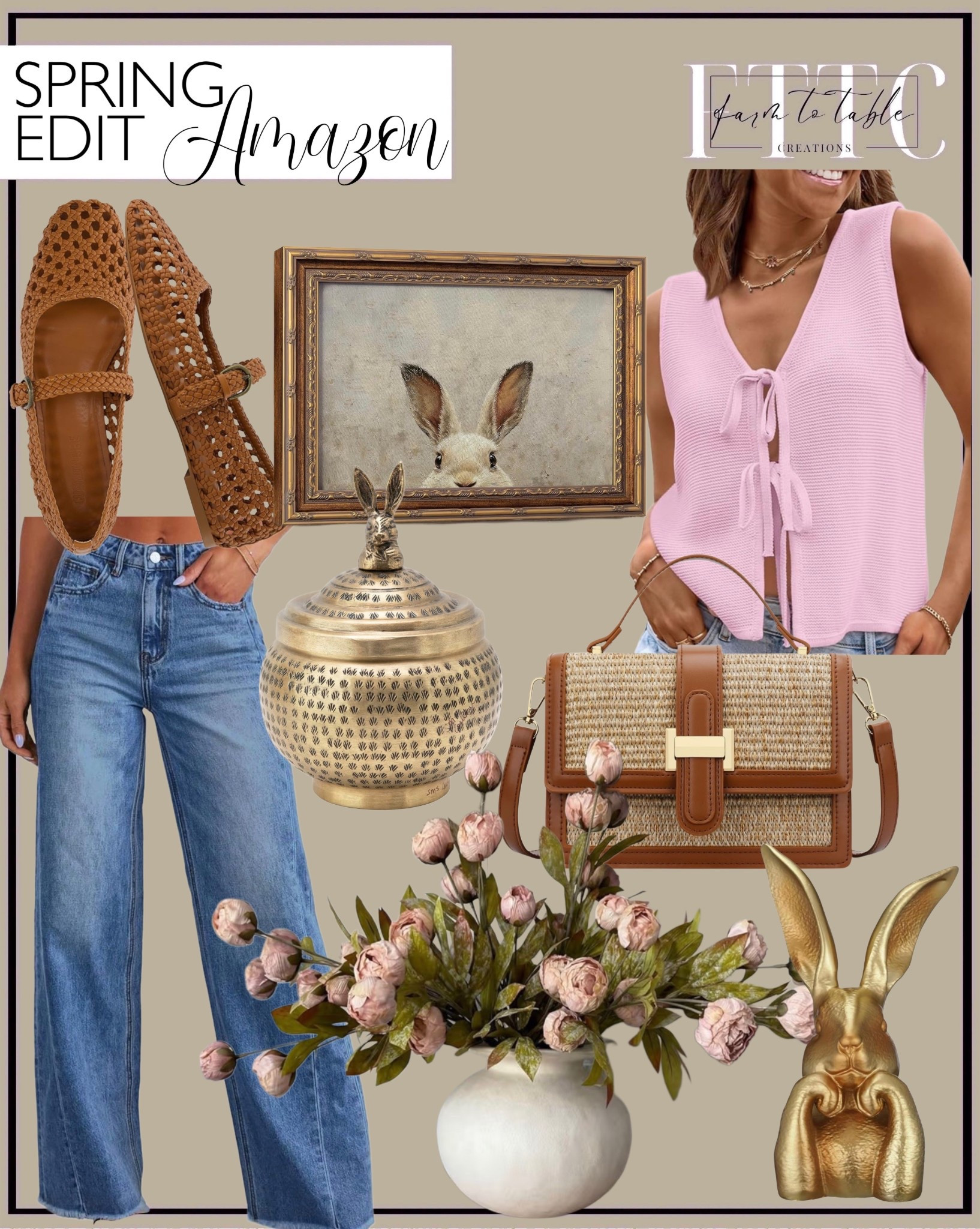 Amazon Spring Edit: Neutral Decor & Effortless Outfit Finds

Follow @farmtotablecreations on Instagram for more home finds and styling ideas 🤍

Such a good mix of spring pieces—lightweight woven flats, an easy tie-front knit top, and a structured straw bag paired with soft florals and subtle bunny accents for that seasonal touch. These are the kind of pieces that instantly make your space (and your outfit) feel refreshed without overthinking it.

#amazonfinds #springdecor #wovenshoes #handbag #ootd

spring decor | amazon spring finds | woven flats | straw handbag | neutral outfit | spring outfit ideas | bunny decor | floral arrangement | neutral home decor | easter decor | casual outfit | denim outfit | knit top | home styling | decor finds | spring refresh | outfit inspo | neutral style | amazon home | seasonal decor | everyday style | simple decor | fresh home | affordable finds | curated home

#LTKHome #LTKSaleAlert #LTKootd
