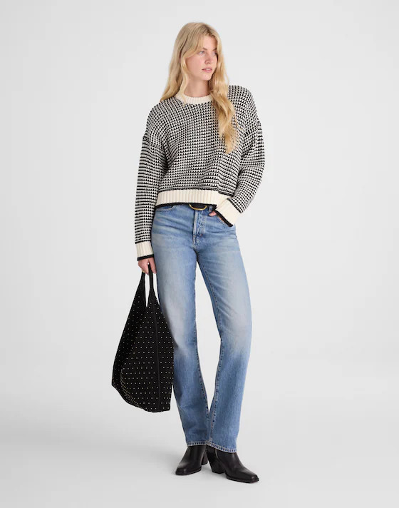 Textured-Stitch Crewneck Sweater in 100% Cotton | Madewell