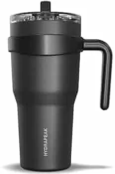 Hydrapeak Roadster 40oz Tumbler with Handle and Straw Lid Black