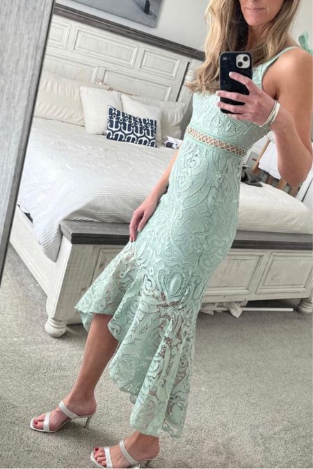 This spring wedding guest dress is so pretty!
5’11” and 140 lbs
Size small

Sage green wedding guest dress, midi dress for wedding guest, wedding guest dress with ruffles

#LTKunder100 #LTKwedding