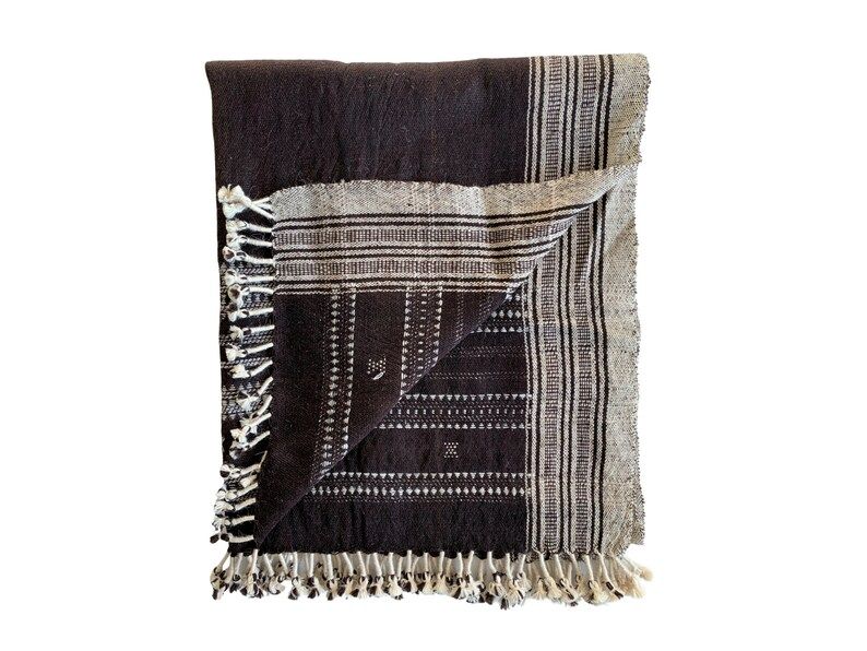 ROWAN  Chocolate Brown Indian Wool Throw Blanket Bhujodi | Etsy | Etsy (US)