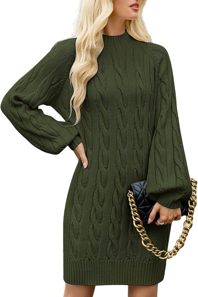 Sweater Dress for Women 2025 Fall Long Sleeve Crewneck Knit Mini Dress Casual Pullover Oversized ... | Amazon (US)