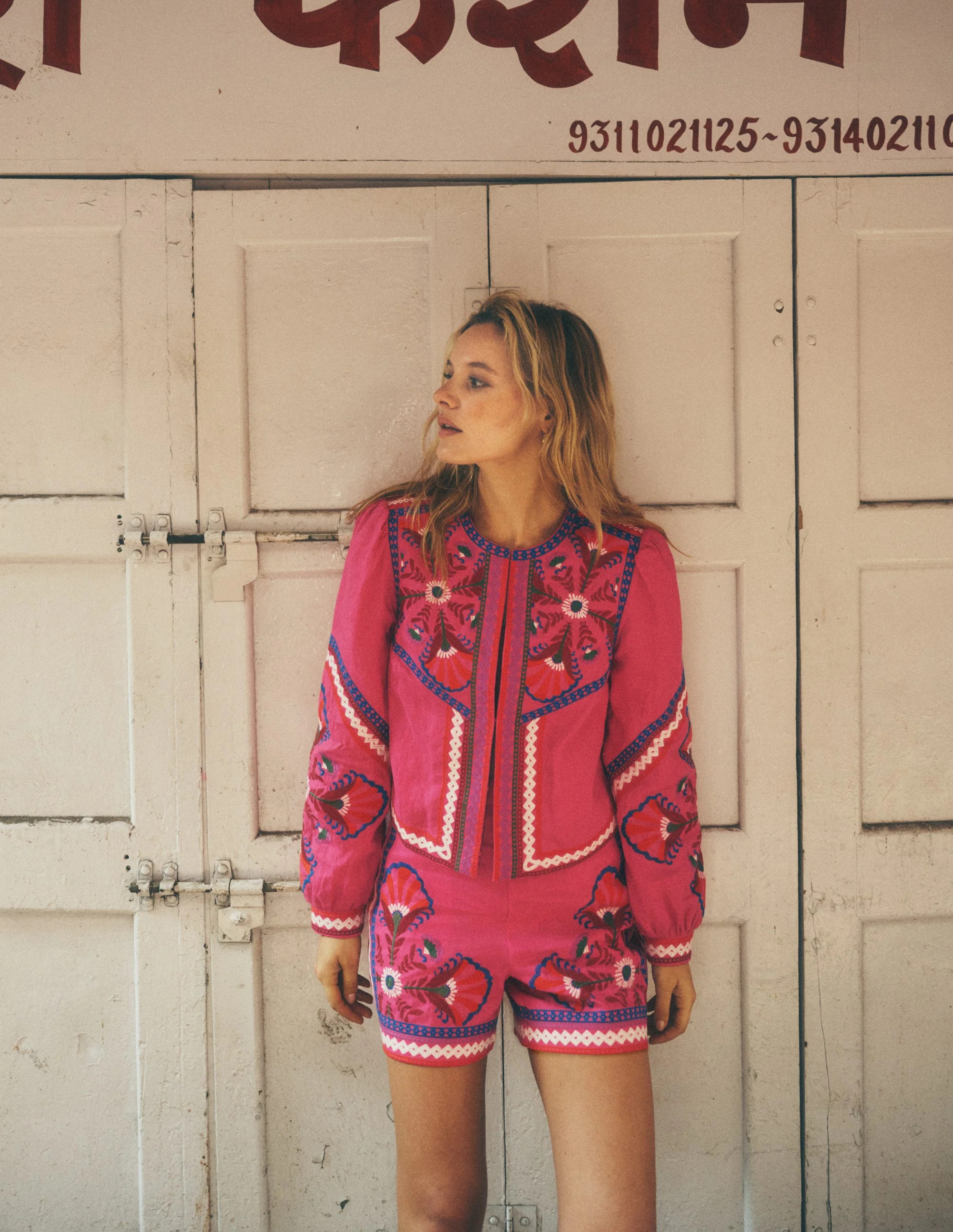 Embroidered Linen Jacket-Pink Peony, Embroidered | Boden (US)
