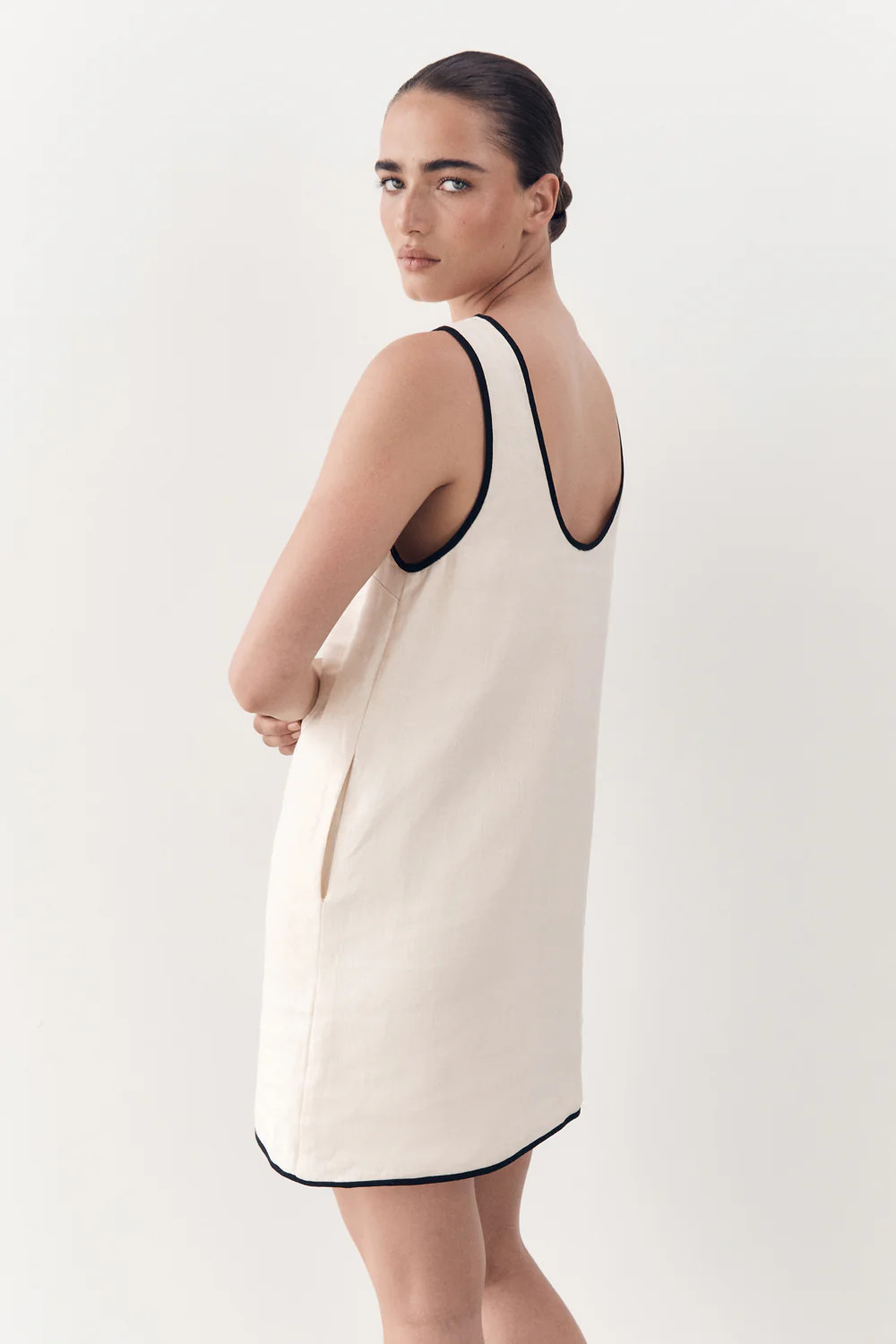 VON CREAM LINEN MINI DRESS | DISSH