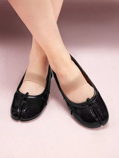 CUCCOO DOLLMOD Women's Classic Retro Style Round Toe Flat Tabi Shoes, Black, With Cross Foot Stra... | SHEIN