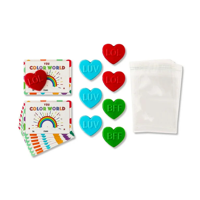 Heart Crayons Party Favors, Multicolor, 8 Count, Valentine's Day by Way To Celebrate | Walmart (US)