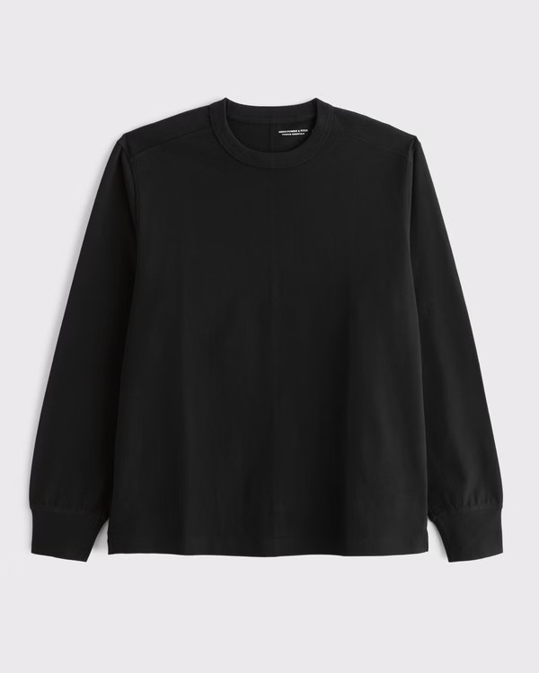 Men's Long-Sleeve Premium Heavyweight Tee | Men's Tops | Abercrombie.com | Abercrombie & Fitch (US)