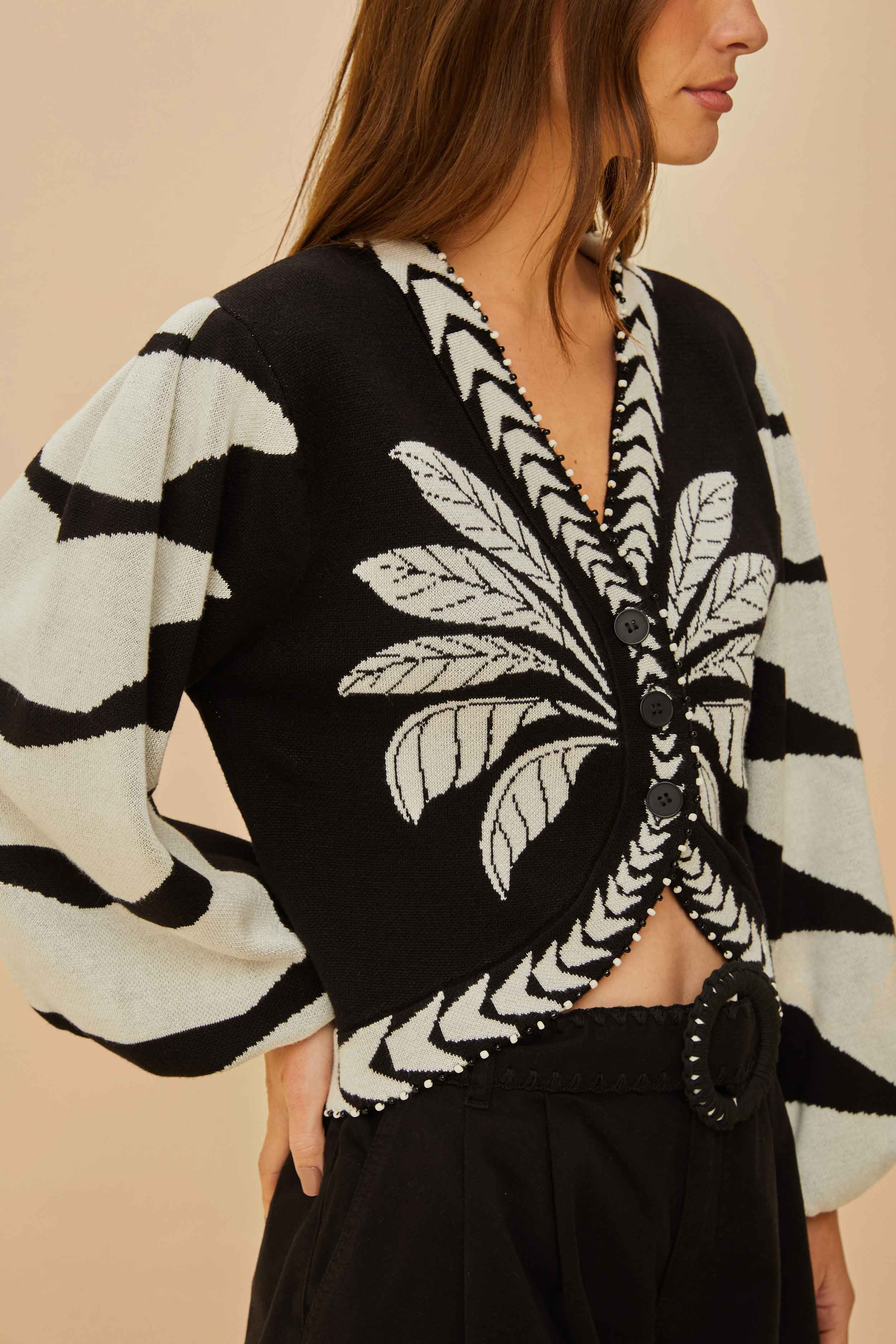 Black Palms Graphic Cardigan | FarmRio (US)