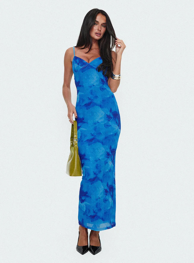 Hathaway Maxi Dress Blue Floral | Princess Polly US