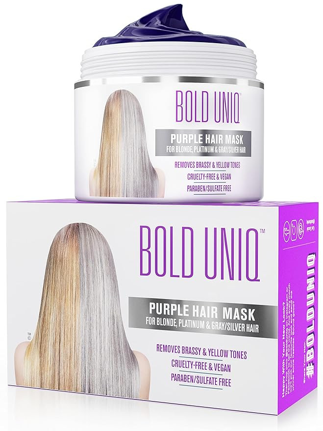BOLD UNIQ Purple Hair Mask - Toner For Blonde, Platinum, Bleached, Silver, Gray, Ash & Brassy Hai... | Amazon (US)
