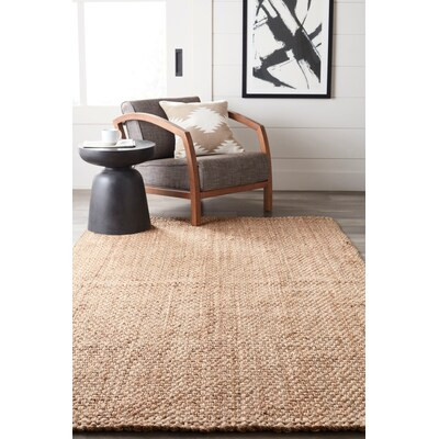 allen + roth Jute 8 X 10 (ft) Woven Jute Khaki Indoor Solid Area Rug | Lowe's