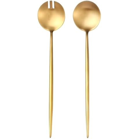 Salad Servers,Spoon and Fork Set 11.41 inch,18/10 Stainless Steel Salad Serving Titanium Plating ... | Amazon (US)