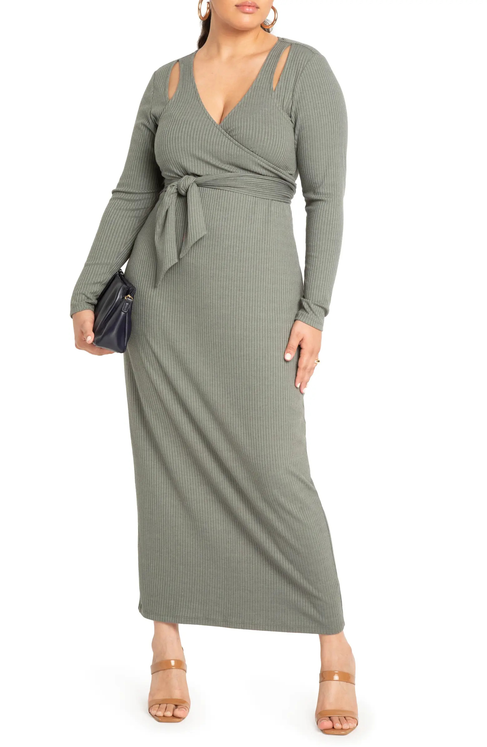 Cutout Long Sleeve Rib Maxi Sweater Dress | Nordstrom
