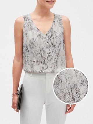 Snake Print Pleated Shoulder Tank | Banana Republic Factory | Banana Republic Factory