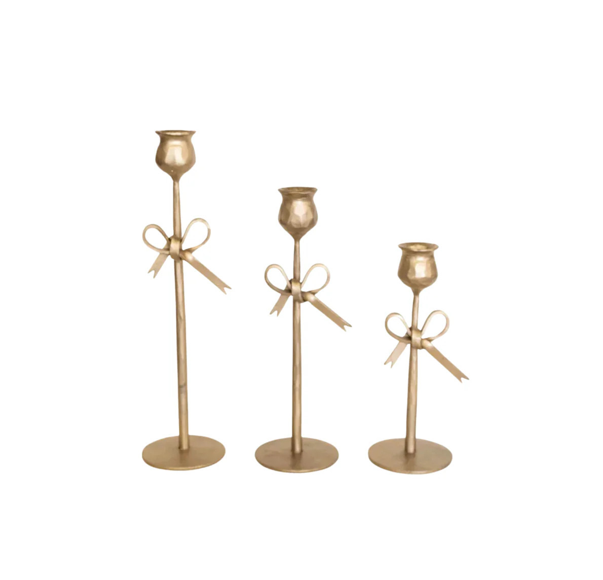 Antique Brass Bow Candle Holders | Eco Chic Home