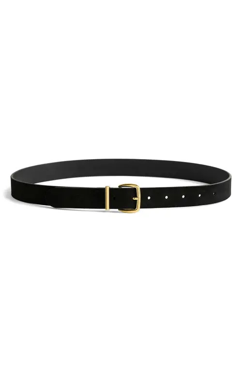 Madewell Essential Suede Belt in True Black at Nordstrom, Size Medium | Nordstrom