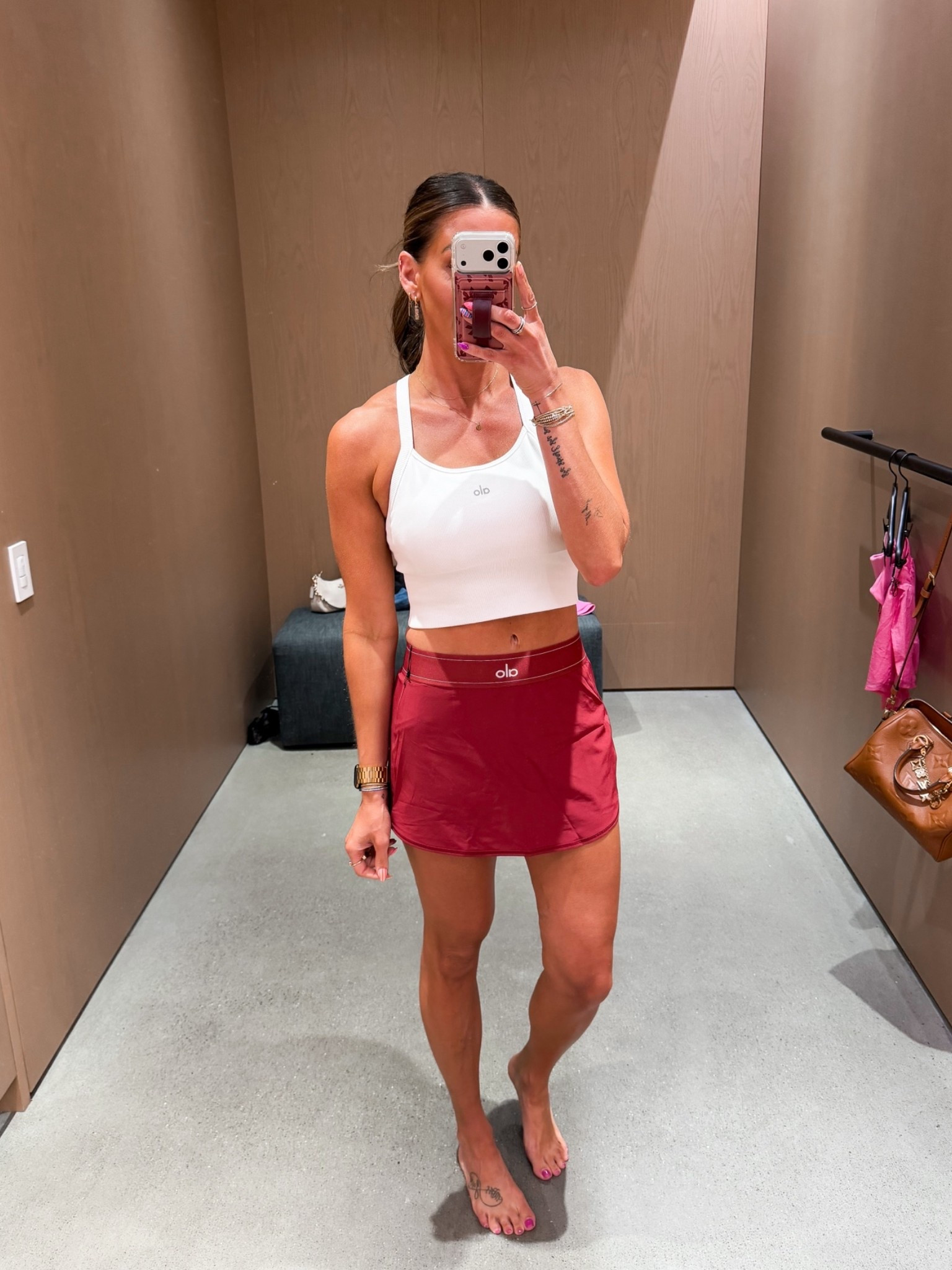 Tank with built in bra-medium (needed a small) 
Skort-small (prefer a medium)

#LTKootd #LTKActive #LTKTall