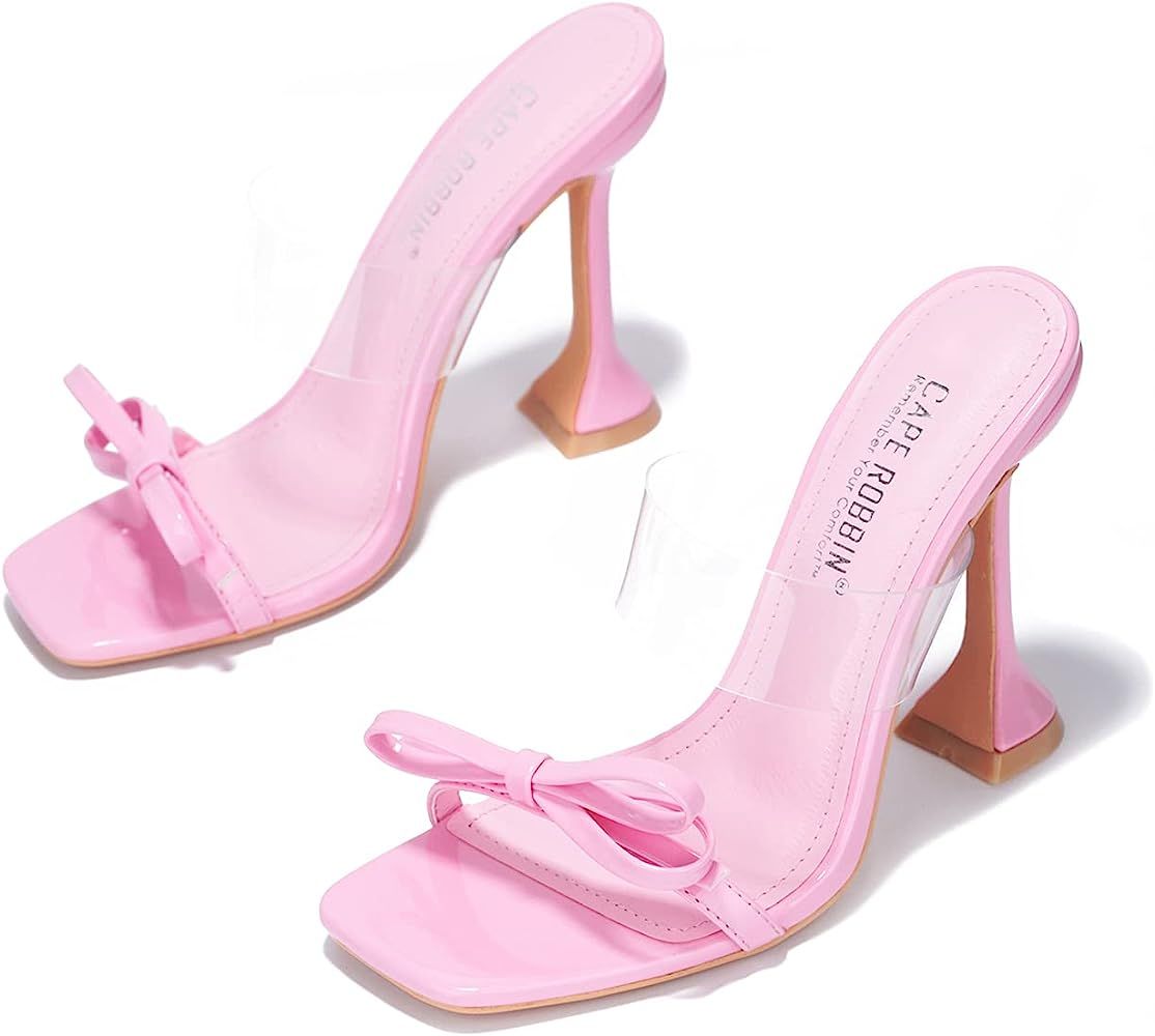 Cape Robbin Miska High Heels for Women, Transparent Strappy Open Toe Shoes Heels for Women | Amazon (US)
