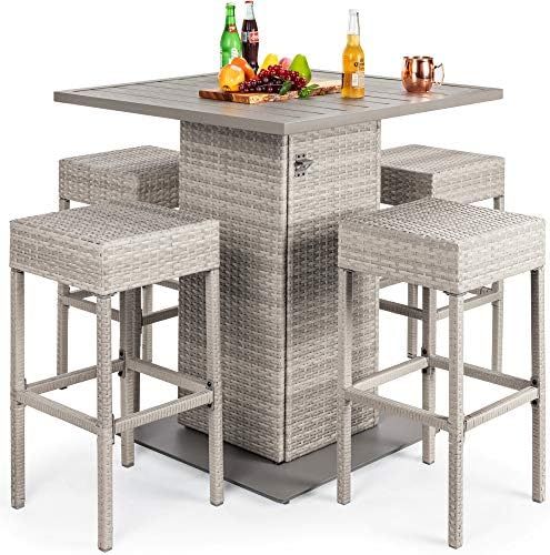 Best Choice Products 5-Piece Outdoor Wicker Bar Table Set for Patio, Poolside, Backyard w/Built-i... | Amazon (US)