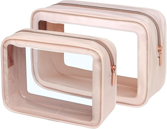 PACKISM TSA Approved Toiletry Bag - 2 Pack Upgrade Color-Edged Clear Makeup Bag, Clear Toiletry B... | Amazon (US)