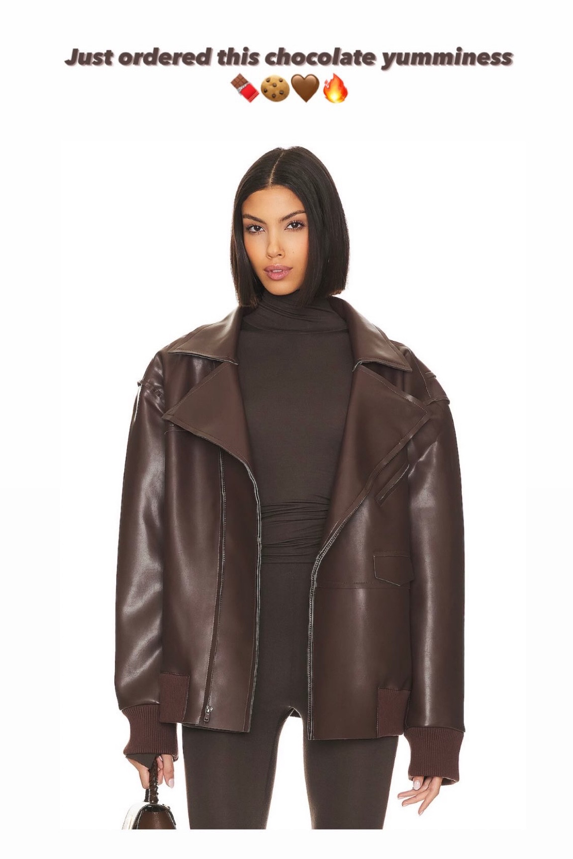 Chocolate Oversized Leather Jacket curated on LTK