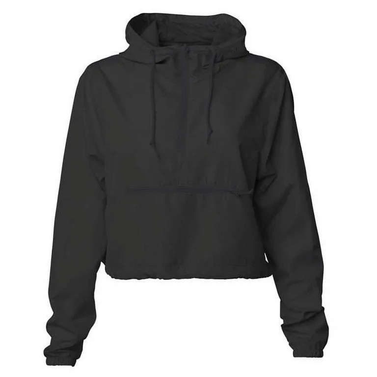 Independent Trading B11676503 Womens Lightweight Pullover Crop Windbreaker, Black - Small - Walma... | Walmart (US)