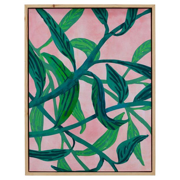 Palm Springs Pink Vine Natural Wood 32"x42" Framed Canvas by Drew Barrymore Flower Home - Walmart... | Walmart (US)