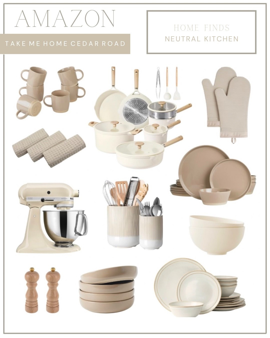 Amazon neutral
Kitchen find, cookware, dinnerware, neutral cookware, kitchen decor, kitchen shelf decor 

#LTKHome #LTKSaleAlert