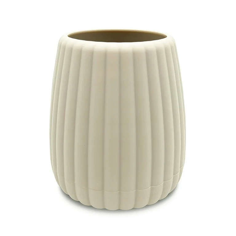 Mainstays Rubberized Plastic Ribbed Toothbrush Holder, Beige | Walmart (US)