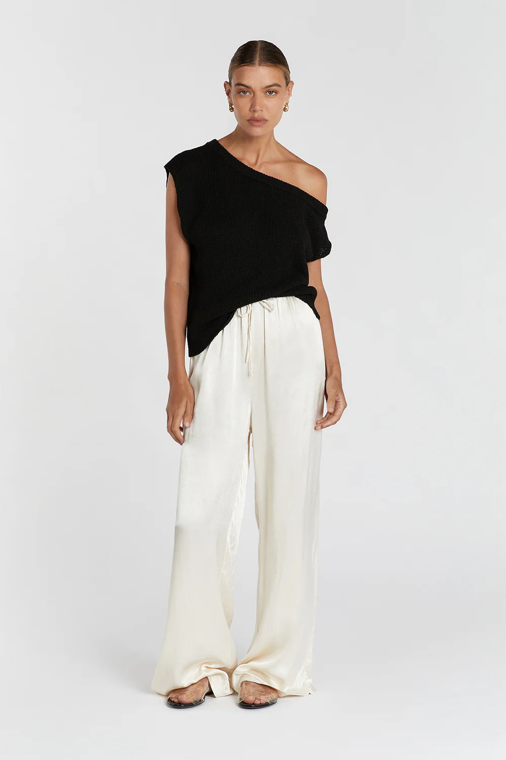 KERRY BLACK ASYM KNIT TOP | DISSH