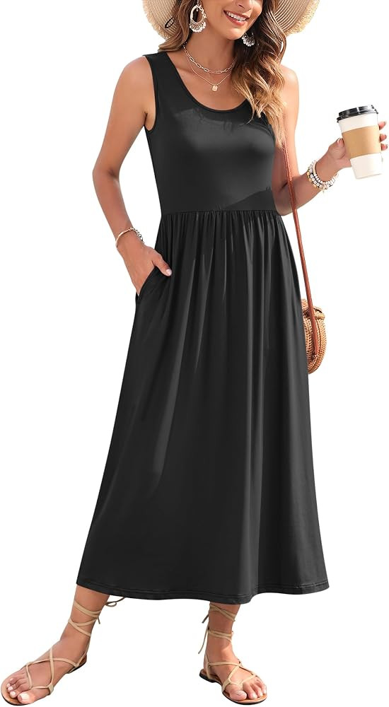 WNEEDU Women's Summer Maxi Dress 2026 Casual Sleeveless Hawaiian Sundress Tropical Long Dress Bea... | Amazon (US)