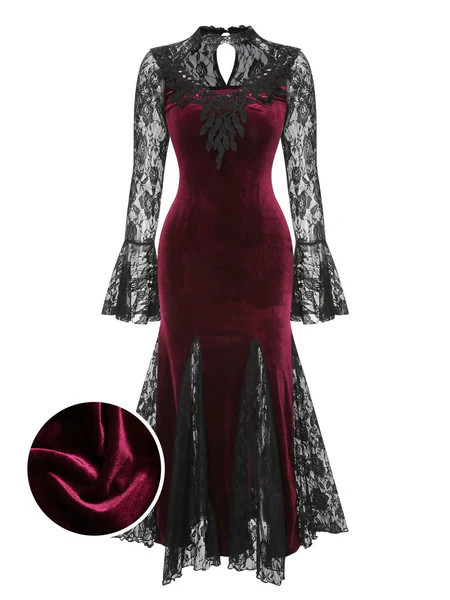 1930s Lace Long Sleeve Fishtail Dress | Retro Stage