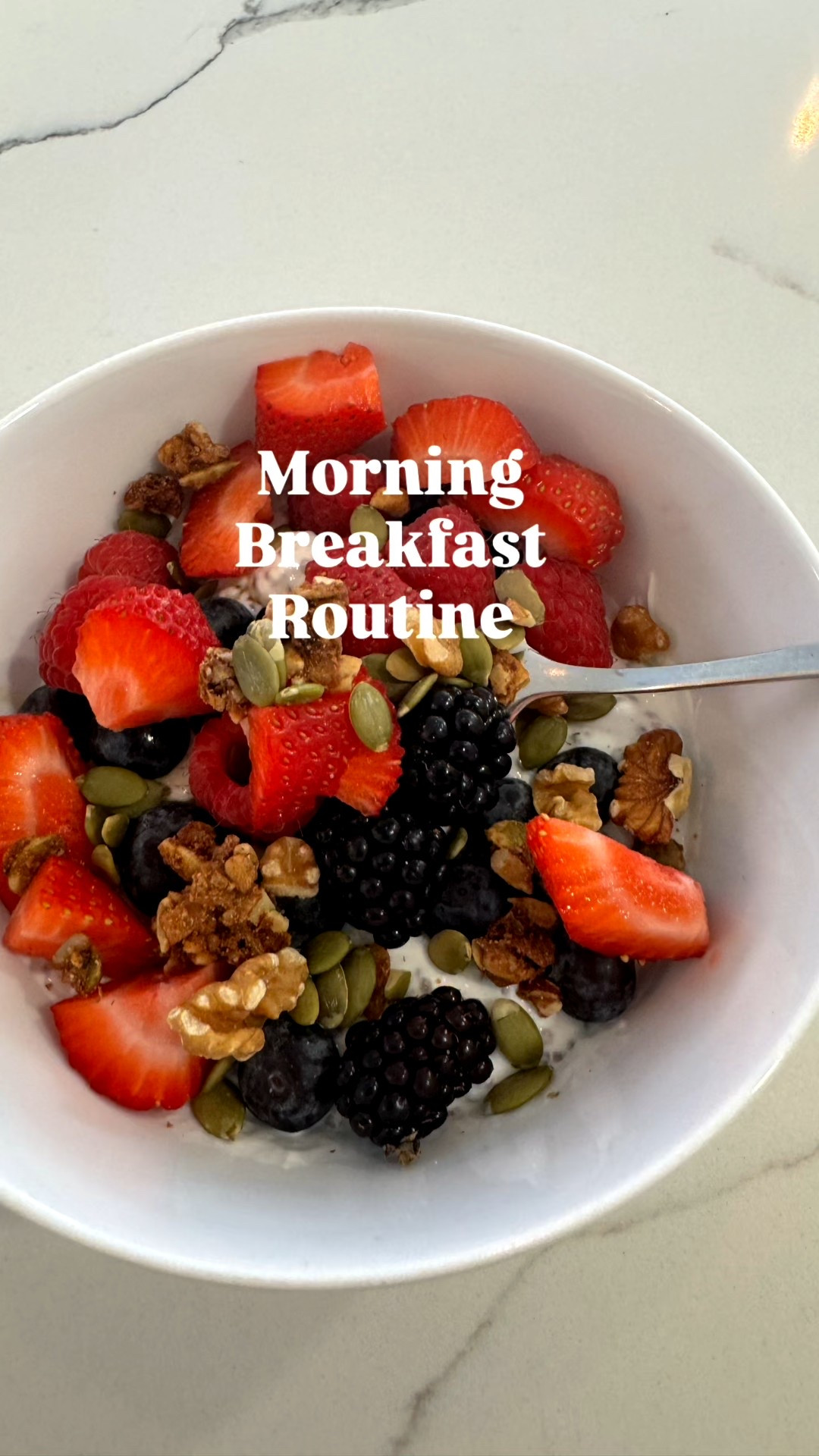 My Sunday morning breakfast routine. I always start with my @AG1 and alternate between chia pudding, yogurt or eggs. This morning I went with chia seed pudding and yogurt with fruit and @purelyelizabeth grain free granola  

#LTKPlusSize #LTKHome